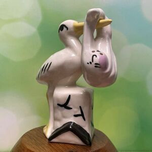 Vintage 1950's Rare Stork with Baby Bundle. Salt & Pepper Shaker.